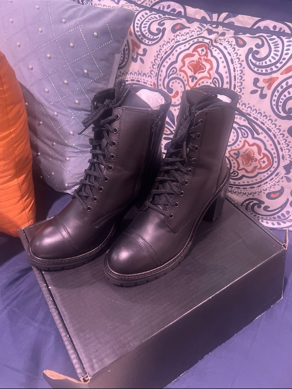 Thursday Boot Company Black Lace-Up Heeled Combat Boots